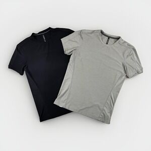 Ten Thousand LOT OF 2 Versatile Shirt Short Sleeve Mens S Gray Black Workout Run